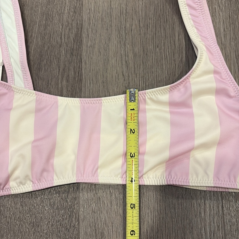 Solid and striped pink and white bikini top new with tags size large - Picture 6 of 6